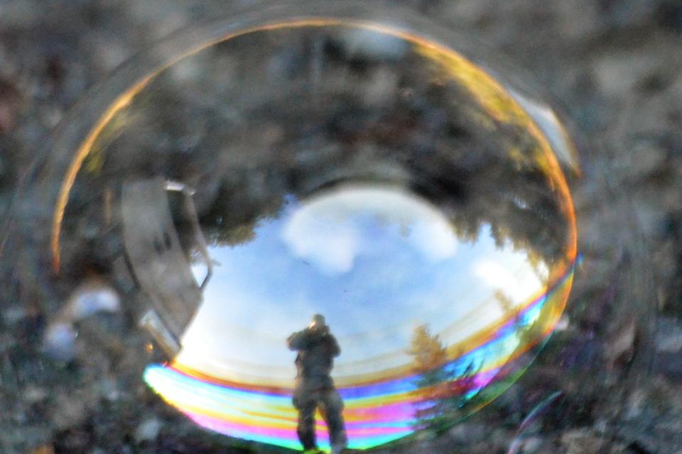 Blowing bubbles inside of a bubble with a release. #fyp #bubbles